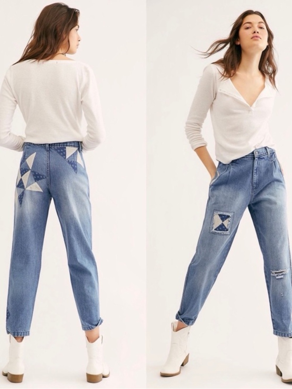 We The Free Down To Earth Patch Distressed Jeans. Size 27